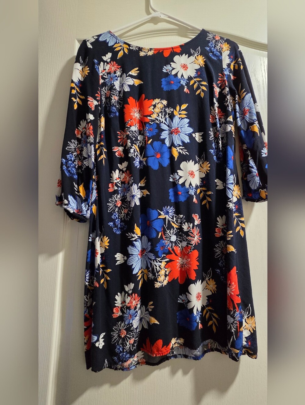 Old Navy Navy Floral Dress with Red, Blue and Cream Blooms